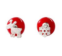 1 paio di orecchini a clip donna natale argento alce fiocco di neve ciondolo orecchini a bottone ciondola signora orecchini gioielli accessori amore regalo molto pratico e popolare Lovely and practica