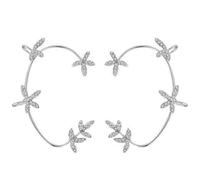 1 paio di orecchini a clip in metallo a forma di farfalla da donna, senza piercing, alla moda, color oro, stile fata(Silver2)