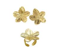 1 Paio Di Orecchini A Fiore E 1 Pezzo Di Anello A Fiore, Gioielli Vintage, Orecchini Semplici Ed Eleganti, Anello Aperto, Gioielli Da Donna, Gioielli Di Moda