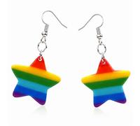 1 paio di orecchini a forma di cuore arcobaleno, graziosi orecchini in acrilico per la comunità LGBTQ