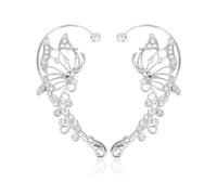 1 paio di orecchini a forma di elfo, a forma di farfalla, non forati, per donne, con elfo, in argento, adatti per balli e feste, Argento