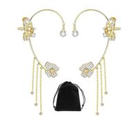 1 paio di orecchini a forma di farfalla, con 1 sacchetto di velluto nero da 8 x 10 cm, eleganti orecchini da donna, con nappa, orecchini a farfalla, adatti per compleanni e appuntamenti (oro), Acciaio