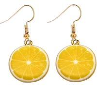 1 paio di orecchini a forma di frutta, divertenti e carini, con gocce di limone, da donna, pratici e attraenti