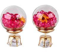 1 Paio di Orecchini a Forma di Sfera di Vetro con Fiori di Rosa, Orecchini a Bottone, Eleganti, Eleganti, Eleganti e squisiti Practical And Professional