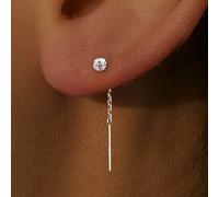 1 paio di orecchini a pendente in argento Sterling 925 ipoallergenici con design di catena decorativa scintillante. Stile semplice bling bling di tendenza, regalo per femmina, gioiello nuziale per mat