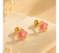 1 paio di orecchini a perno a forma di fiore a cinque petali rosa per ragazze, gioielli in acciaio inossidabile per uso quotidiano, regalo per la Festa dei Bambini e il compleanno Tagli UnicaGrafico,P