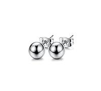 1 Paio di Orecchini a Perno in Acciaio Inossidabile con Pallina smerigliata Lucida da 3-8 mm Set Orecchini Piercing con Conchiglia elicoidale Color Argento Nero Beautiful Design
