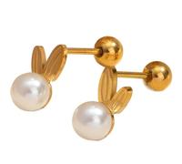 1 paio di orecchini a perno in oro a forma di piccolo coniglietto, ipoallergenici, in acciaio al titanio, gioielli a forma di coniglietto, delicati gioielli per orecchie sensibili, da donna, Aretes De