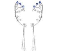 1 paio di orecchini a polsino con perle di cristallo fatte a mano, stile fata elfo