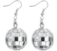 1 paio di orecchini a sfera da discoteca in argento orecchini da donna a sfera a specchio anni '80, orecchini a goccia da discoteca punk anni '70, orecchini a sfera da discoteca glitterati, orecchini