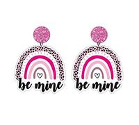 1 paio di orecchini acrilici per San Valentino Coppia Amore Rainbow Be Mine Orecchini Geometrici Retro Cartoon Ear Jewelry Rainbow, Misura unica, come descritto, come descritto