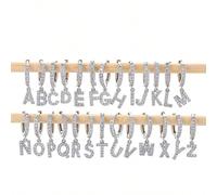 1 Paio Di Orecchini Ad Anello Di Lusso Europeo E Americano In Rame Con Zirconi Cubici E Pendente Lettera Per Donne, Regalo Per Festival L,M,S,H,A,T,O,X,B,C,D,E,F,G,I,J,K,N,P,Q,R,U,V,W,Y,Z,coppia U,X c