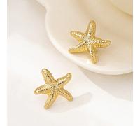 1 Paio di orecchini alla moda con design a stella marina dorata, orecchini unici per vacanze estive al mare Tagli UnicaGraficoLega di zinco