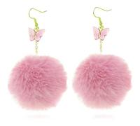 1 paio di orecchini colorati a forma di farfalla in peluche, orecchini pendenti per le orecchie, regali di San Valentino per donne e ragazze con pompon