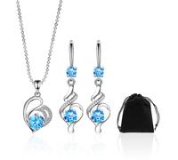 1 paio di orecchini con diamanti blu, 1 collana con diamanti blu, 1 sacchetto per gioielli, orecchini da donna, orecchini in argento sterling, orecchini ipoallergenici, set di gioielli, 4,6 * 1,3 cm,