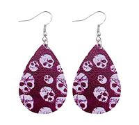 1 paio di orecchini con teschio rosso Orecchini in pelle con teschio ragno strega Stampa fronte-retro Orecchini in pelle a goccia Accessori per HalloweenMolto bello e alla moda.