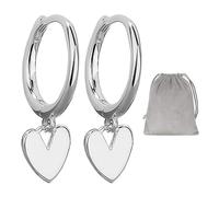 1 paio di orecchini da donna a forma di cuore e 1 custodia grigia, orecchini a forma di cuore in argento S925, orecchini in argento ipoallergenici, graziosi orecchini a forma di cuore, adatti per