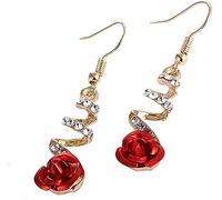 1 Paio di Orecchini da Donna a Forma di Fiore di Rosa, Accessori per Gioielli con Orecchini Pendenti Lunghi a Spirale Eleganti abbinati Convenient Design