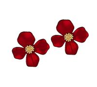 1 paio di orecchini da donna a forma di fiore rosso dolce a forma di quattro petali, accessorio per donne, adolescenti, compleanno, Natale, amici, regalo durevole e intelligente