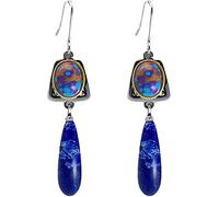 1 paio di orecchini da donna, alla moda con pietra blu sintetica, gioielli di temperamento adatti a tutti gli orecchini leggeri a gancio per matrimoni, appuntamenti quotidiani, set di orecchini da