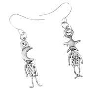 1 paio di orecchini da donna con ciondolo a forma di luna creativa intagliata a forma di stella, accessori eleganti per feste e uso quotidiano, As the pic show, Metallo, Non pietra preziosa