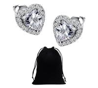 1 paio di orecchini da donna in argento a forma di cuore, orecchini in argento ipoallergenici, adatti per matrimoni e anniversari, Flanella