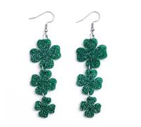 1 paio di orecchini da donna per il giorno di San Patrizio con triplo trifoglio verde, orecchini pendenti in acrilico leggero irlandese accessori per San Paddy Festival regalo festa, Medio, Acrilico