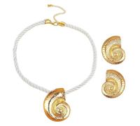 1 Paio Di Orecchini Di Conchiglie, 1 Collana Di Conchiglie, Gioielli In Stile Bohémien, Collana Di Conchiglie In Lega, Orecchini Strutturati In Stile Oceano, Gioielli Per Le Vacanze Al Mare