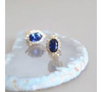 1 paio di orecchini di lusso in argento sterling 925 con zirconi blu royal eleganti e versatili, adatti per le vacanze, per le donne Argento 925