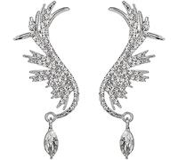 1 paio di orecchini di lusso in lega di ali d'angelo orecchini clip gioielli per feste professionali e alla moda