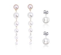 1 paio di orecchini di perla, 1 paio di orecchini di perle, orecchini di perle artificiali, orecchini lunghi, orecchini di perle, decorazione per le orecchie, set di moda, regalo di compleanno per