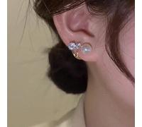 1 paio di orecchini di perle finte di stile europeo e americano alla moda con dettaglio in strass e design posteriore unico, eleganti gioielli per le orecchie da indossare quotidianamente dalle donne 