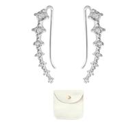 1 paio di orecchini grandi di cristallo, 1 custodia, orecchini in argento S925, orecchini da donna, orecchini a cerchio con zirconi, 21 mm, Argento S925, Hao Shi