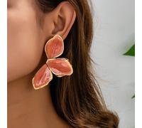 1 Paio di orecchini in oro con tulipani smaltati dipinti a mano, eleganti per uso quotidiano o come regalo per compleanni, festa della mamma, fidanzata/figlia Tagli UnicaLega di zinco