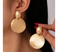 1 Paio di orecchini pendenti a forma di disco martellato, orecchini pendenti eleganti a forma di disco circolare, in lega di zinco, gioielli casual/da appuntamento, adatti come regalo per lei per San 