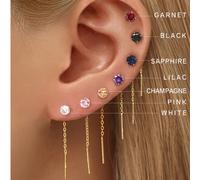 1 Paio di Orecchini Pendenti in Argento Sterling 925 Ipoallergenici da 5mm con Zirconia Cubica - Design a Catena Decorativa Scintillante - Stile Semplice Bling Bling, Regalo Femminile per Matrimonio, 