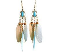 1 paio di orecchini pendenti perline gioielli in piuma orecchini a gancio lungo multicolore per feste manipolatori professionisti