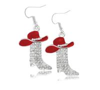 1 Paio Di Orecchini Per Stivali Da Cowboy Rossi, Orecchini Da Cowboy Per Donne, Orecchini Per Stivali Da Cowboy, Orecchini Rossi, Orecchini Per Cappello
