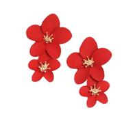 1 paio di orecchini rossi a doppio fiore per donna estate spiaggia party orecchio metallo gioielli moda regalo design intelligente