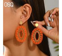 1 Paio di Orecchini Stile Bohemien con Perline a Seme Geometriche Ovali Vuote, Eleganti alla Moda e Versatili Stile Ins per Donne, Adatti per l'Uso Quotidiano, Qualsiasi Vacanza, Festival Musicale, Fe