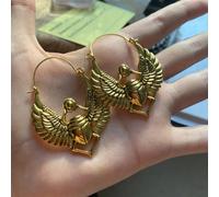 1 Paio di orecchini vintage artigianali in stile egiziano, con decorazioni di ali sacre e scarabei, ideali come regalo per feste per le donne Tagli UnicaRame