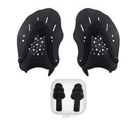 1 paio di paddle da nuoto con 1 paio di tappi per le orecchie, pagaia in silicone con cinghie regolabili, adatto per adolescenti, nuoto per adulti