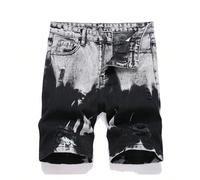 1 paio di Pantaloncini in Jeans da Ragazzo con Design Asimmetrico a Contrasto di Colori e Stile Strappato, per l'Estate 8Y,9Y,10Y,11Y,12Y,13Y,16Y,15YRitratto,Colore unicoDenim