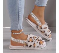 1 Paio di Pantofole Aperte con Punta Morbida e Calda in Peluche da Donna, Pantofole da Interno Slip-On per Autunno/Inverno CN36-37,CN38-39,CN40-41,CN42-43,CN44-45Lettere,Motivo strutturatoTessuto