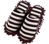 1 paio di pantofole multifunzione a righe per la pulizia, scarpe da mocio rimovibili, copriscarpe pigri, copriscarpe unisex, in microfibra per la pulizia della casa (marrone)