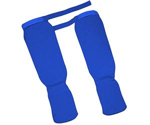 1 paio di parastinchi per arti marziali miste, protezione elastica, blu e S