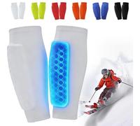 1 paio di parastinchi per sci, Shin Protector sci, traspirante e antiscivolo, ghette elastiche antiurto con struttura a nido d'ape, strisce in silicone antiscivolo, per ragazzi e ragazze (bianco, M)