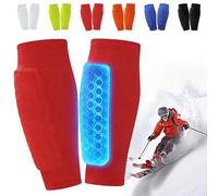 1 paio di parastinchi per sci, Shin Protector sci, traspirante e antiscivolo, ghette elastiche antiurto con struttura a nido d'ape, strisce in silicone antiscivolo, per ragazzi e ragazze (rosso, L)