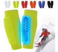 1 paio di parastinchi per sci, Shin Protector sci, traspirante e antiscivolo, ghette elastiche antiurto con struttura a nido d'ape, strisce in silicone antiscivolo, per ragazzi e ragazze (giallo, XS)