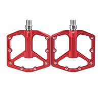 1 paio di pedali per mountain bike in lega in alluminio non slip piattaforma di biciclette piatta (Rosso)
